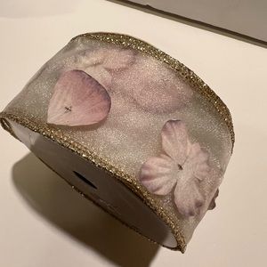 MARTHA STEWART EVERYDAY WINTER BLOSSOMS WIRED EDGE RIBBON.